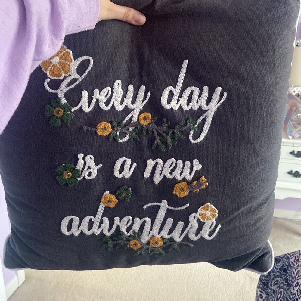 DECOR PILLOW with hand-stitched lettering!!!